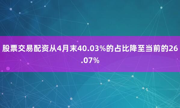 股票交易配资从4月末40.03%的占比降至当前的26.07%